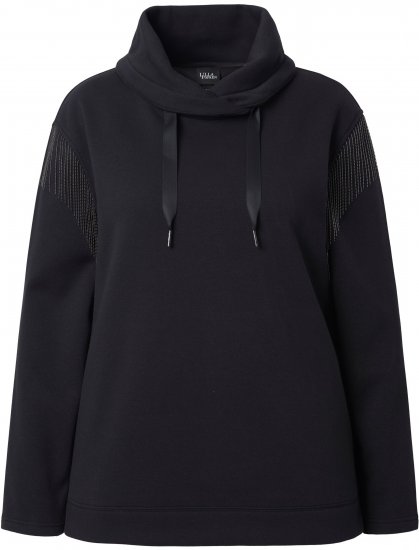 Ulla Popken Chain Fringe Smooth Fleece Sweatshirt Black - Sudaderas y hoodies - 