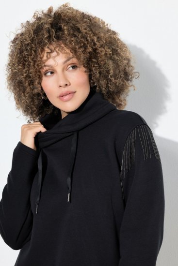 Ulla Popken Chain Fringe Smooth Fleece Sweatshirt Black - Sudaderas y hoodies - Sudaderas, Hoodies y Punto Cómodos