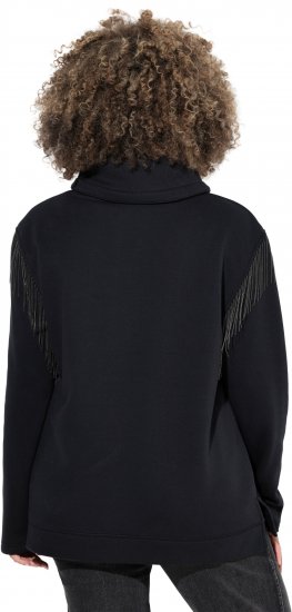 Ulla Popken Chain Fringe Smooth Fleece Sweatshirt Black - Sudaderas y hoodies - 