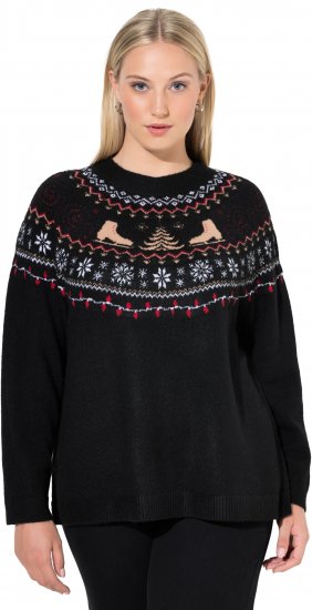 Ulla Popken Norwegian Style Christmas Sweater Black - Sudaderas y hoodies - 