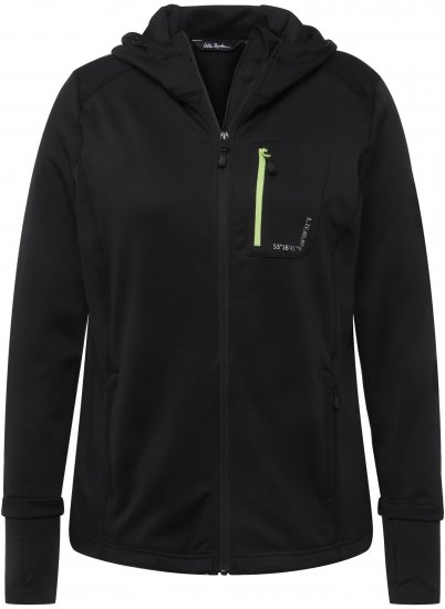 Ulla Popken HYPRAR Zip Front Hooded Stretch Sweatshirt Black - Sudaderas y hoodies - 