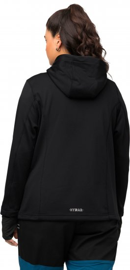 Ulla Popken HYPRAR Zip Front Hooded Stretch Sweatshirt Black - Sudaderas y hoodies - 