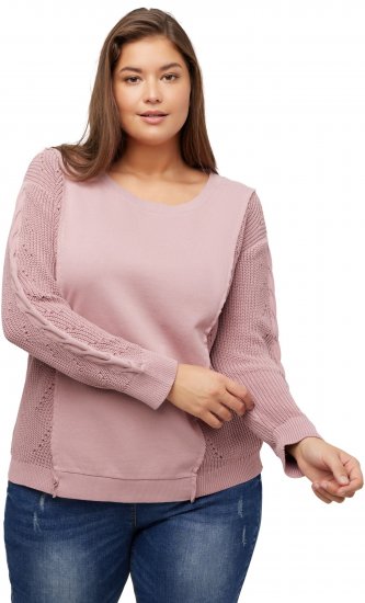 Ulla Popken Mixed Knit Patch Look Sweatshirt Old Pink - Sudaderas y hoodies - 