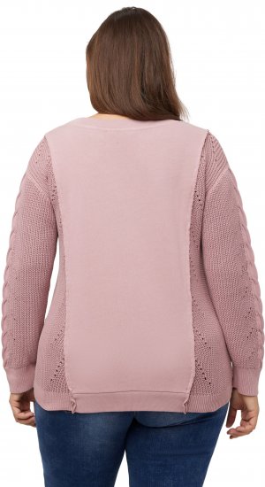 Ulla Popken Mixed Knit Patch Look Sweatshirt Old Pink - Sudaderas y hoodies - 