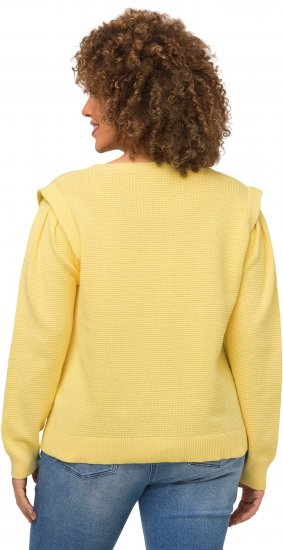 Ulla Popken Shoulder Accent Classic Fit Textured Knit Sweater Lemon Yellow - Sudaderas y hoodies - 