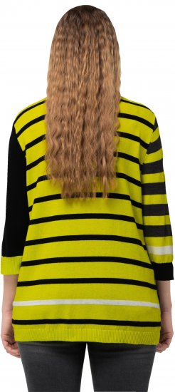 Ulla Popken Mixed Stripe 3/4 Sleeve Colorblock Sweater Apple Green - Sudaderas y hoodies - 