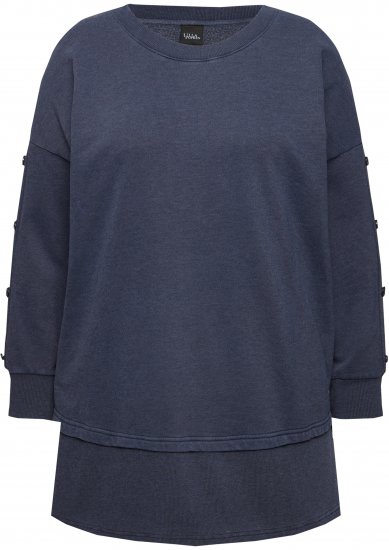 Ulla Popken Layered Look Button Sleeve Sweatshirt Navy - Sudaderas y hoodies - 