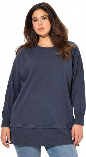 Ulla Popken Layered Look Button Sleeve Sweatshirt Navy - Sudaderas y hoodies - 