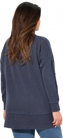 Ulla Popken Layered Look Button Sleeve Sweatshirt Navy - Sudaderas y hoodies - 