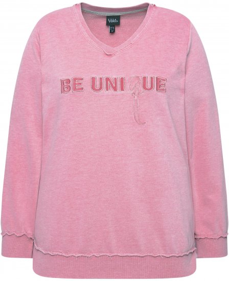 Ulla Popken Graphic BE UNIQUE Inverted Seam Sweatshirt Raspberry - Sudaderas y hoodies - 