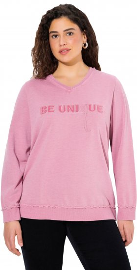 Ulla Popken Graphic BE UNIQUE Inverted Seam Sweatshirt Raspberry - Sudaderas y hoodies - 