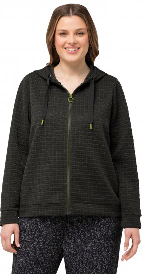 Ulla Popken Textured Metallic Knit Sweatshirt With Hood Graphite Grey - Sudaderas y hoodies - 