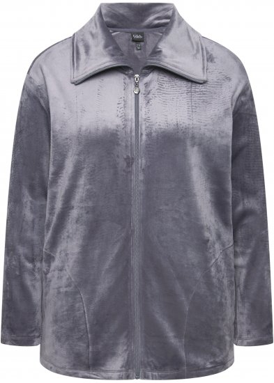 Ulla Popken Velour Loungewear Jacket Dark Grey - Sudaderas y hoodies - 