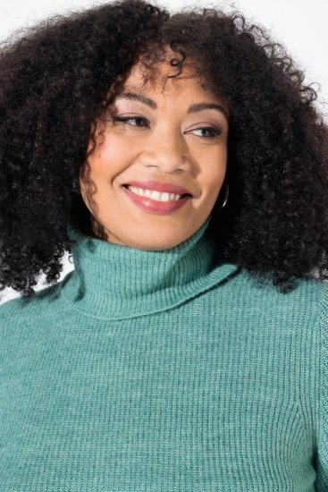 Ulla Popken Asymmetric Zipper Turtleneck Sweater Green - Sudaderas y hoodies - Sudaderas, Hoodies y Punto Cómodos