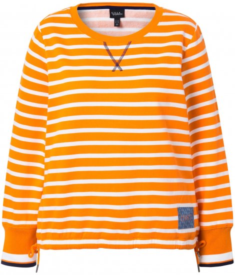 Ulla Popken Striped Drawstring Hem Sweatshirt Orange - Sudaderas y hoodies - 