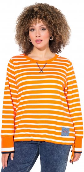 Ulla Popken Striped Drawstring Hem Sweatshirt Orange - Sudaderas y hoodies - 