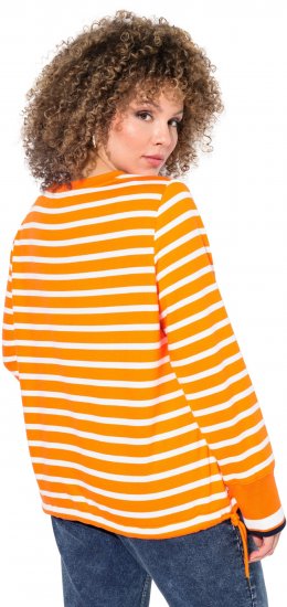 Ulla Popken Striped Drawstring Hem Sweatshirt Orange - Sudaderas y hoodies - 
