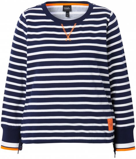 Ulla Popken Striped Drawstring Hem Sweatshirt Navy - Sudaderas y hoodies - 