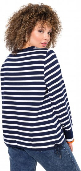 Ulla Popken Striped Drawstring Hem Sweatshirt Navy - Sudaderas y hoodies - 