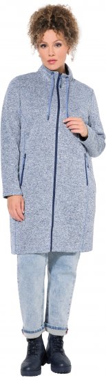 Ulla Popken Longline Knit Fleece Jacket Sky Blue - Sudaderas y hoodies - 
