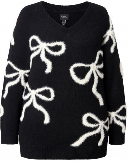 Ulla Popken Glitter Bow Sweater Black - Sudaderas y hoodies - 