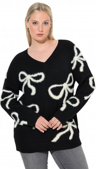 Ulla Popken Glitter Bow Sweater Black - Sudaderas y hoodies - 
