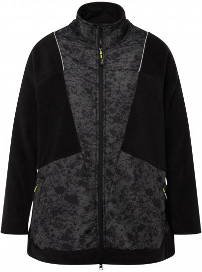 Ulla Popken Patch Print Fleece Jacket Black - Sudaderas y hoodies - 