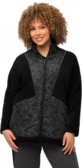 Ulla Popken Patch Print Fleece Jacket Black - Sudaderas y hoodies - 