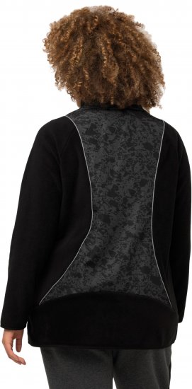 Ulla Popken Patch Print Fleece Jacket Black - Sudaderas y hoodies - 