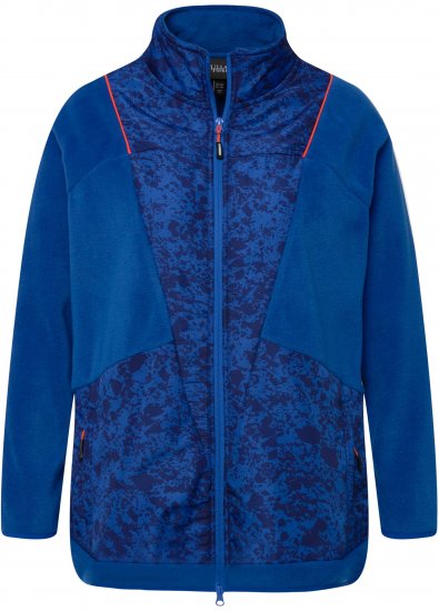 Ulla Popken Patch Print Fleece Jacket Denim Blue - Sudaderas y hoodies - 