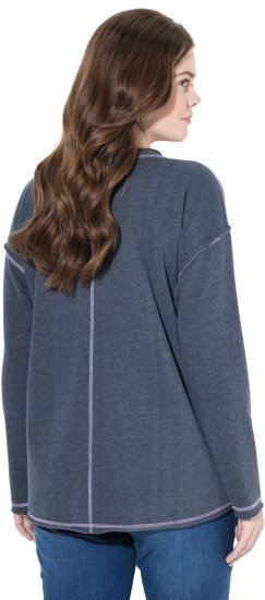 Ulla Popken Houston Textured Lettering Sweatshirt Navy - Sudaderas y hoodies - 