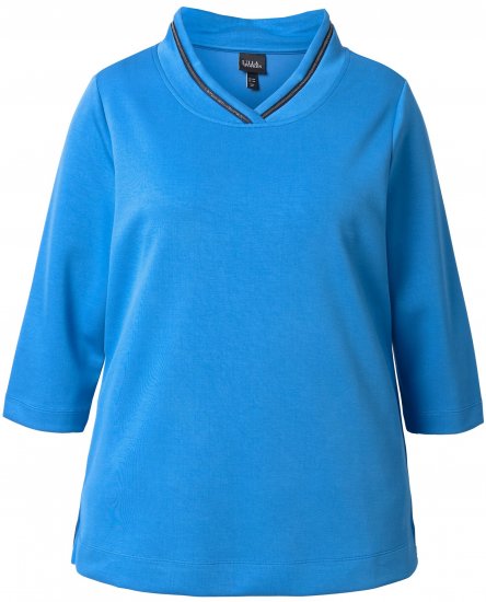 Ulla Popken Classic Fit with Side Slits 3/4 Sleeve Sweatshirt Royal Blue - Sudaderas y hoodies - 