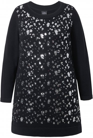 Ulla Popken Sequined Soft Fine Knit Sweater Black - Sudaderas y hoodies - 