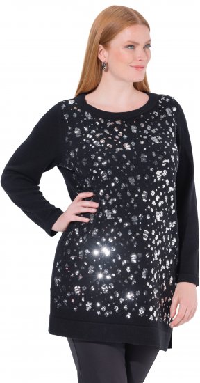 Ulla Popken Sequined Soft Fine Knit Sweater Black - Sudaderas y hoodies - 