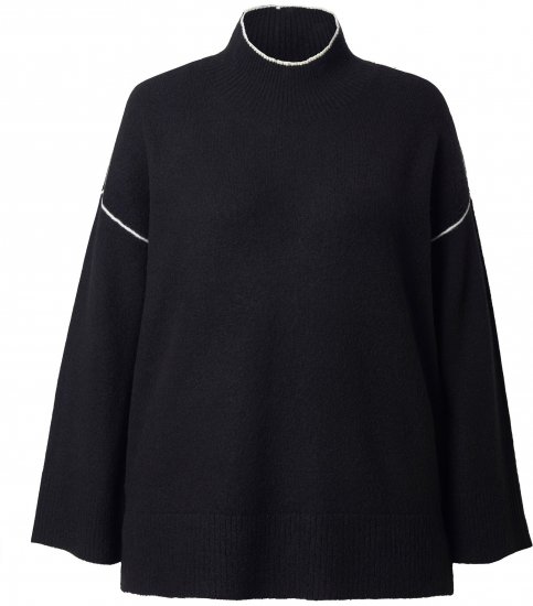 Ulla Popken Decorative Seam Contrast Color Sweater Black - Sudaderas y hoodies - 