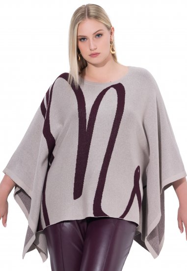 Ulla Popken Brushstroke Knit Poncho Beige - Sudaderas y hoodies - 