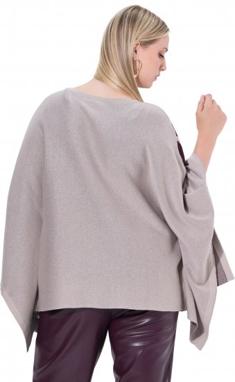 Ulla Popken Brushstroke Knit Poncho Beige - Sudaderas y hoodies - 