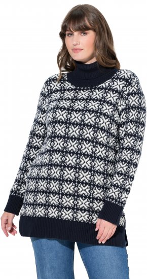 Ulla Popken Eco Cotton Geometric Snowflake Sweater Navy - Sudaderas y hoodies - 