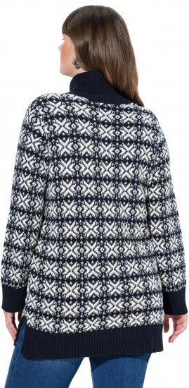 Ulla Popken Eco Cotton Geometric Snowflake Sweater Navy - Sudaderas y hoodies - 