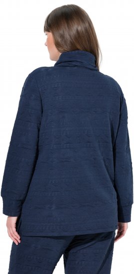 Ulla Popken Eco Cotton Stripe Textured Sweatshirt Navy - Sudaderas y hoodies - 