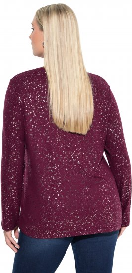 Ulla Popken Metallic Print Extra Soft Christmas Sweatshirt Dark Wine Red - Sudaderas y hoodies - 