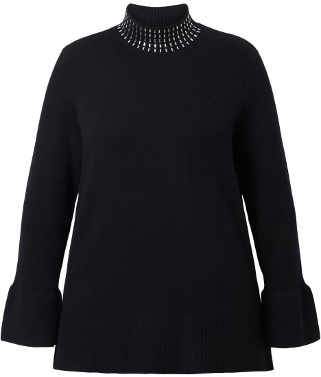 Ulla Popken Flared Sleeve Turtleneck Sweater Black - Sudaderas y hoodies - 
