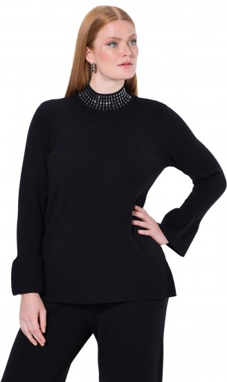 Ulla Popken Flared Sleeve Turtleneck Sweater Black - Sudaderas y hoodies - 