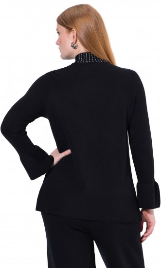Ulla Popken Flared Sleeve Turtleneck Sweater Black - Sudaderas y hoodies - 