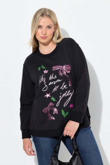 Ulla Popken Sparkling Sequin Bows Christmas Sweatshirt Black - Sudaderas y hoodies - Sudaderas, Hoodies y Punto Cómodos