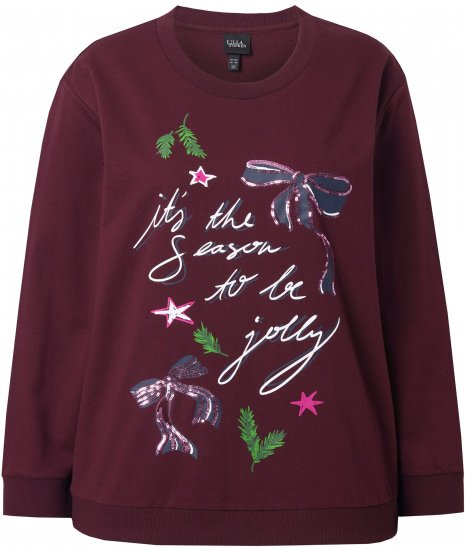 Ulla Popken Sparkling Sequin Bows Christmas Sweatshirt Plum - Sudaderas y hoodies - 