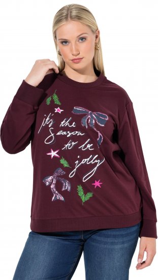 Ulla Popken Sparkling Sequin Bows Christmas Sweatshirt Plum - Sudaderas y hoodies - 