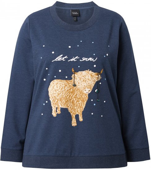 Ulla Popken Let It Snow Sequins Sweatshirt Ink Blue - Sudaderas y hoodies - 
