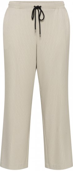 Kaffe Curve Sirana Pants Beige Melange/Black Stripe - Pantalones de tela - 