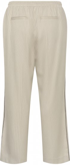 Kaffe Curve Sirana Pants Beige Melange/Black Stripe - Pantalones de tela - 